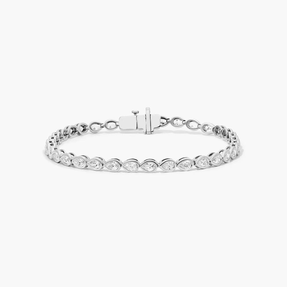 Pear Cut Bezel Set Moissanite Diamond Bracelet For Her