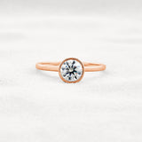 Bezel Set Solitaire Moissanite Round Cut Promise Ring Gift For Her