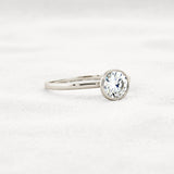 Bezel Set Solitaire Moissanite Round Cut Promise Ring Gift For Her