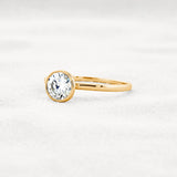 Bezel Set Solitaire Moissanite Round Cut Promise Ring Gift For Her