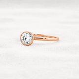 Bezel Set Solitaire Moissanite Round Cut Promise Ring Gift For Her