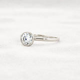 Bezel Set Solitaire Moissanite Round Cut Promise Ring Gift For Her