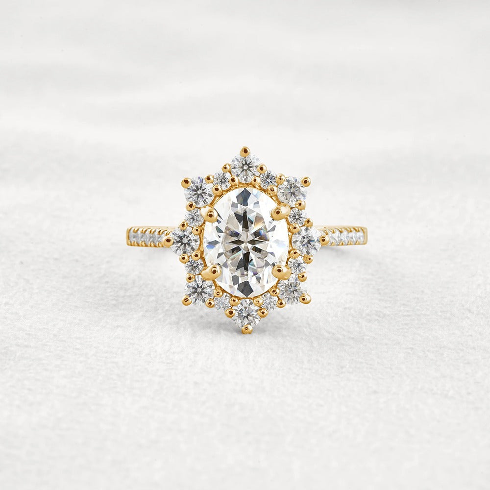 Floral Inspire Unique Oval Cut Moissanite Engagement Ring