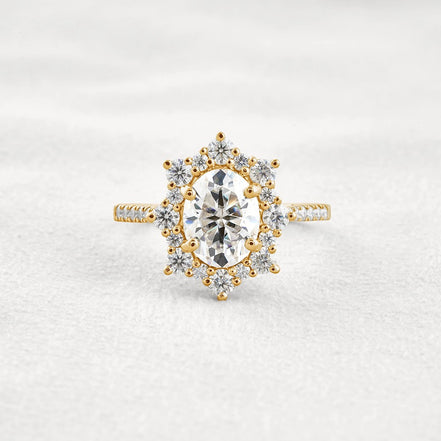 Floral Inspire Unique Oval Cut Moissanite Engagement Ring