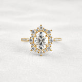 Floral Inspire Unique Oval Cut Moissanite Engagement Ring