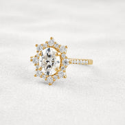 Floral Inspire Unique Oval Cut Moissanite Engagement Ring