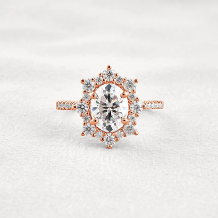 Floral Inspire Unique Oval Cut Moissanite Engagement Ring