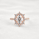 Floral Inspire Unique Oval Cut Moissanite Engagement Ring