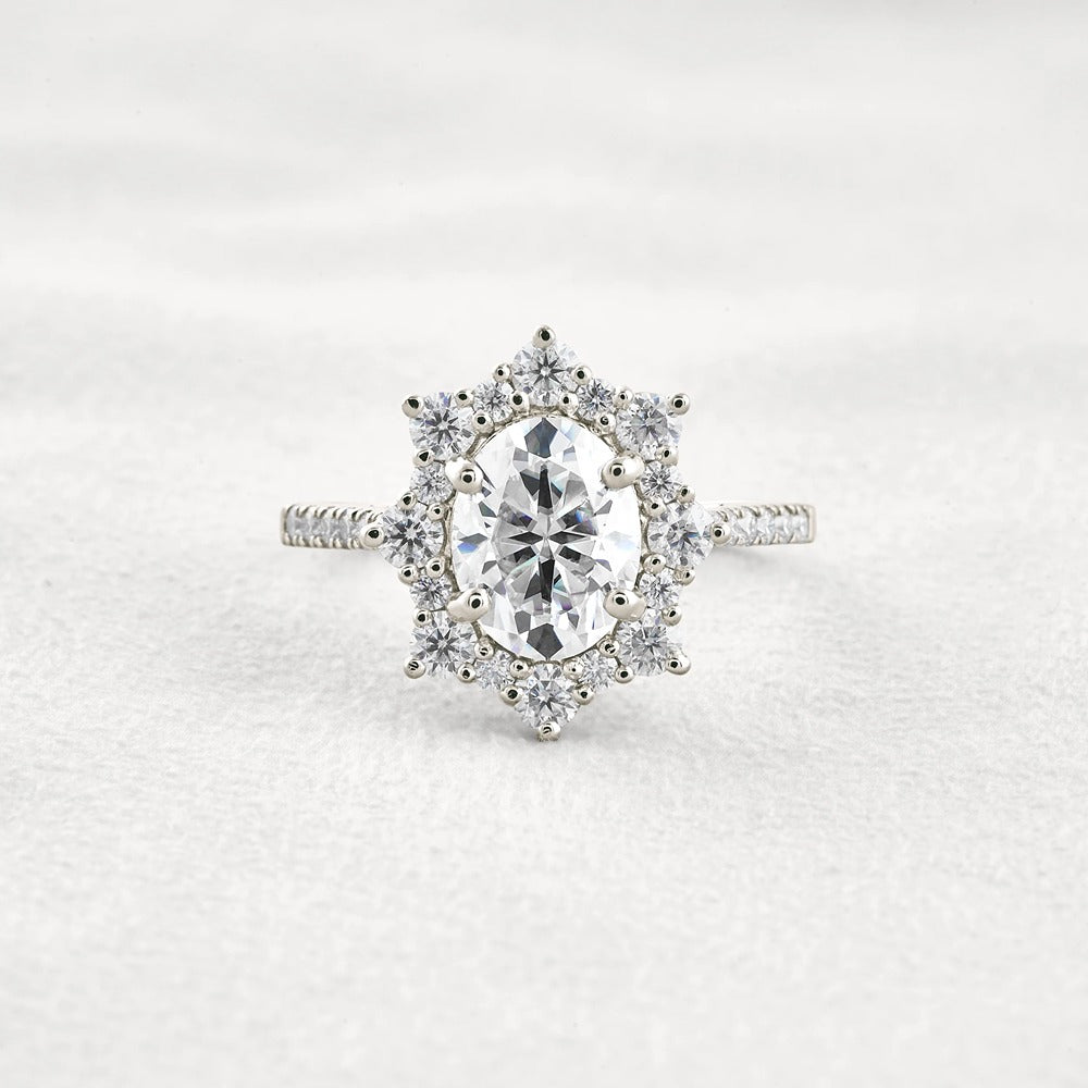 Floral Inspire Unique Oval Cut Moissanite Engagement Ring