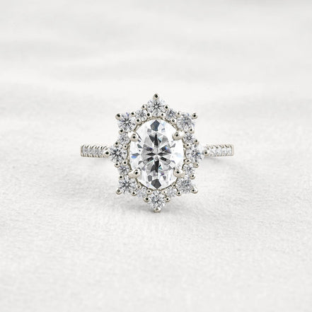 Floral Inspire Unique Oval Cut Moissanite Engagement Ring