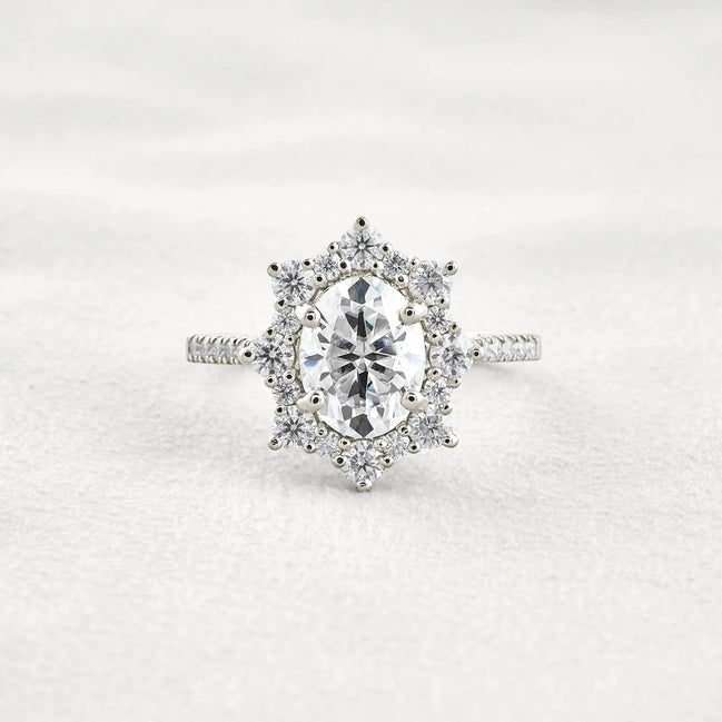 Floral Inspire Unique Oval Cut Moissanite Engagement Ring