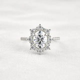 Floral Inspire Unique Oval Cut Moissanite Engagement Ring