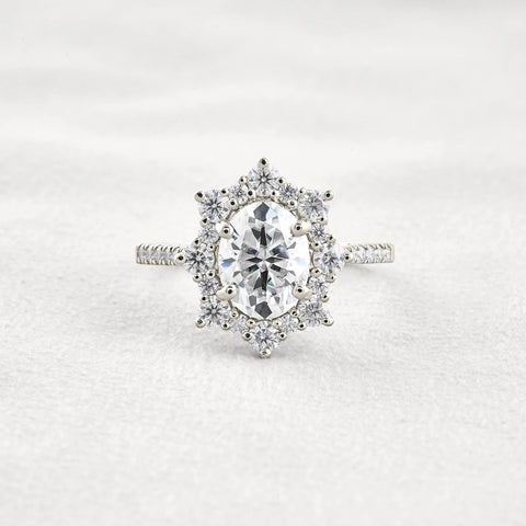 Floral Inspire Unique Oval Cut Moissanite Engagement Ring
