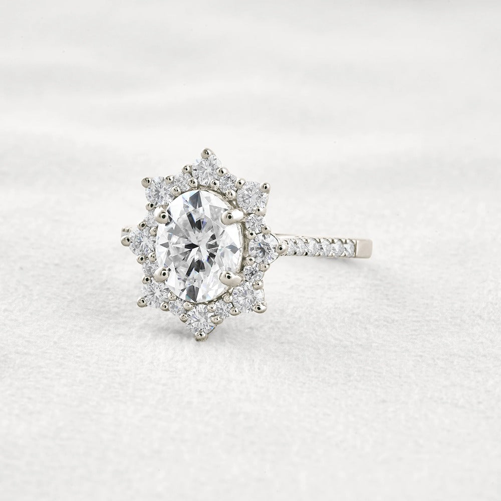 Floral Inspire Unique Oval Cut Moissanite Engagement Ring