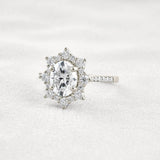 Floral Inspire Unique Oval Cut Moissanite Engagement Ring