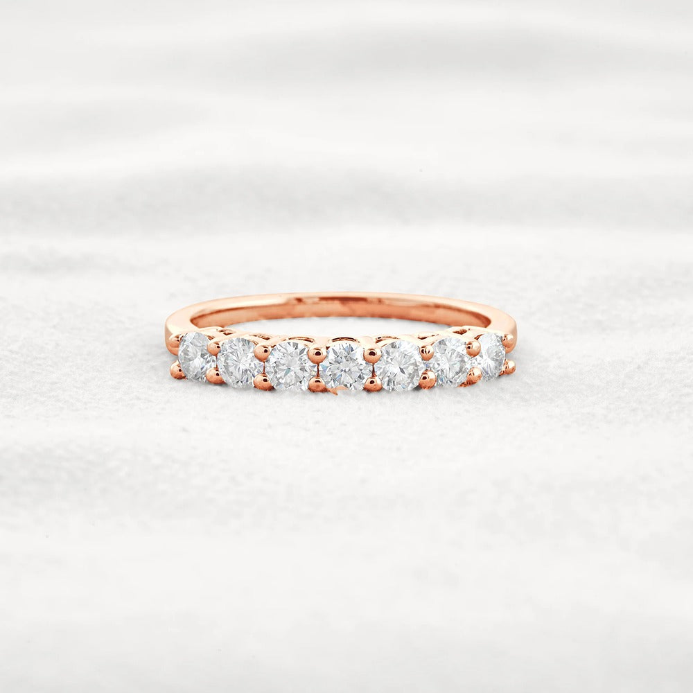 Round Cut Half Eternity Moissanite Wedding Proposal Band