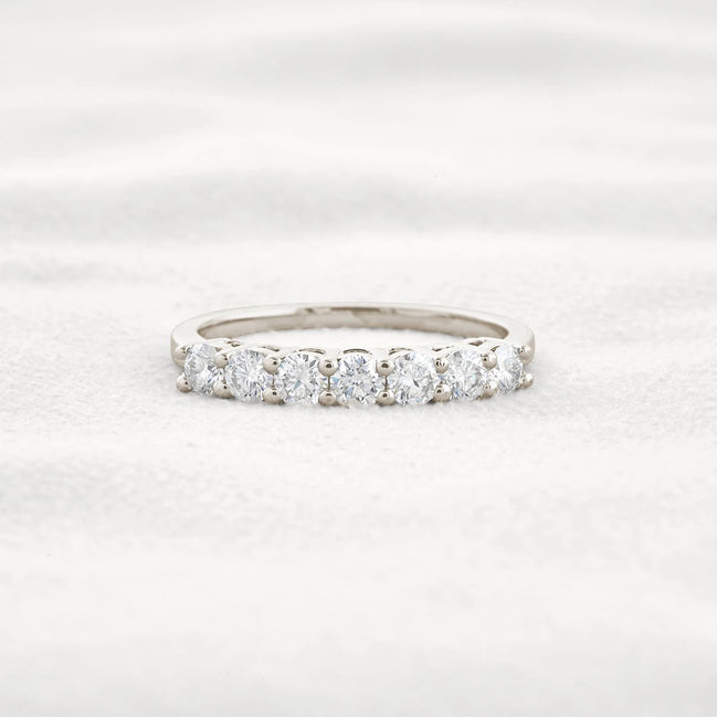 Round Cut Half Eternity Moissanite Wedding Proposal Band