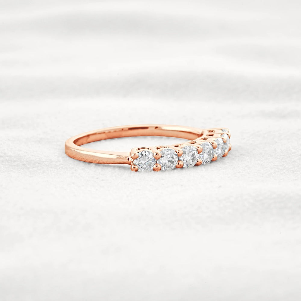 Round Cut Half Eternity Moissanite Wedding Proposal Band