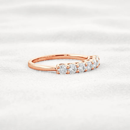 Round Cut Half Eternity Moissanite Wedding Proposal Band