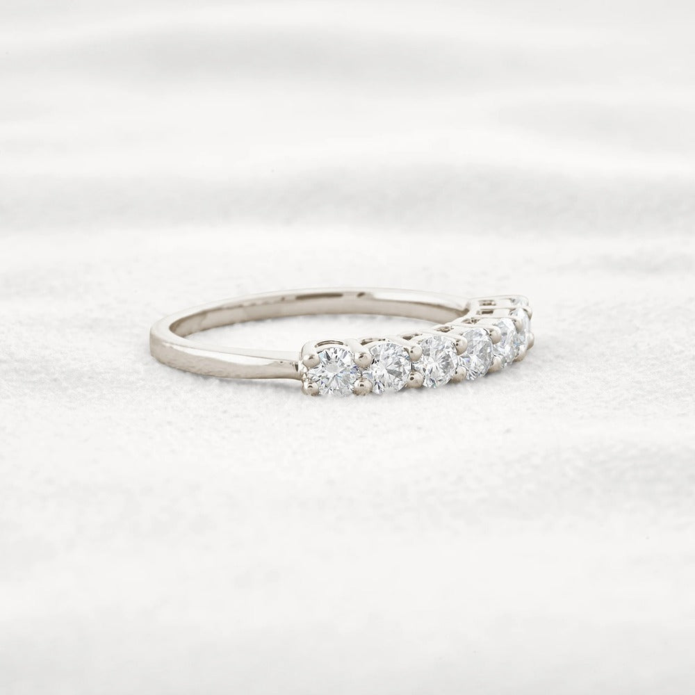 Round Cut Half Eternity Moissanite Wedding Proposal Band