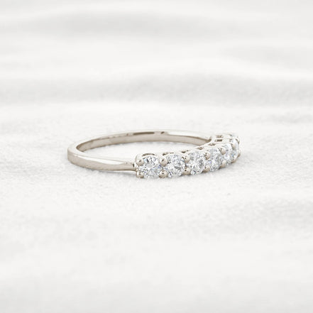 Round Cut Half Eternity Moissanite Wedding Proposal Band