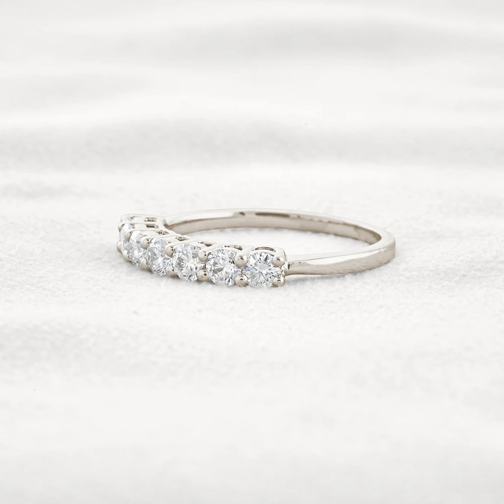 Round Cut Half Eternity Moissanite Wedding Proposal Band