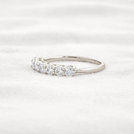 Round Cut Half Eternity Moissanite Wedding Proposal Band