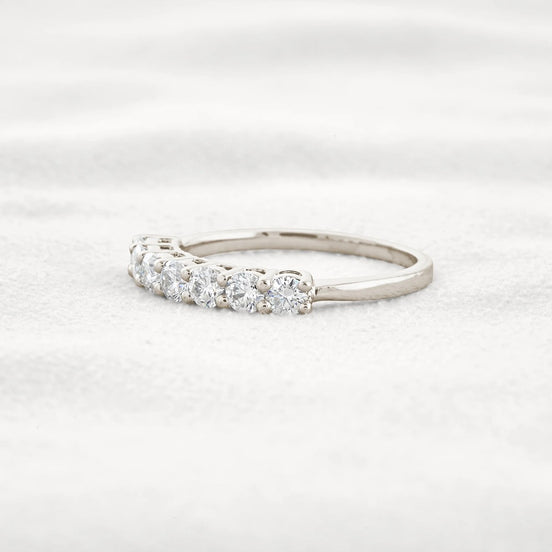 Round Cut Half Eternity Moissanite Wedding Proposal Band