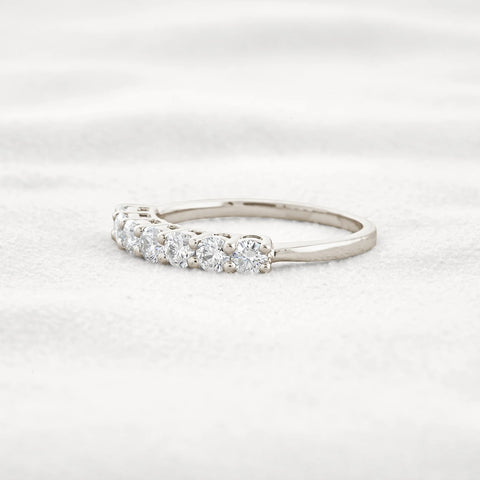 Round Cut Half Eternity Moissanite Wedding Proposal Band