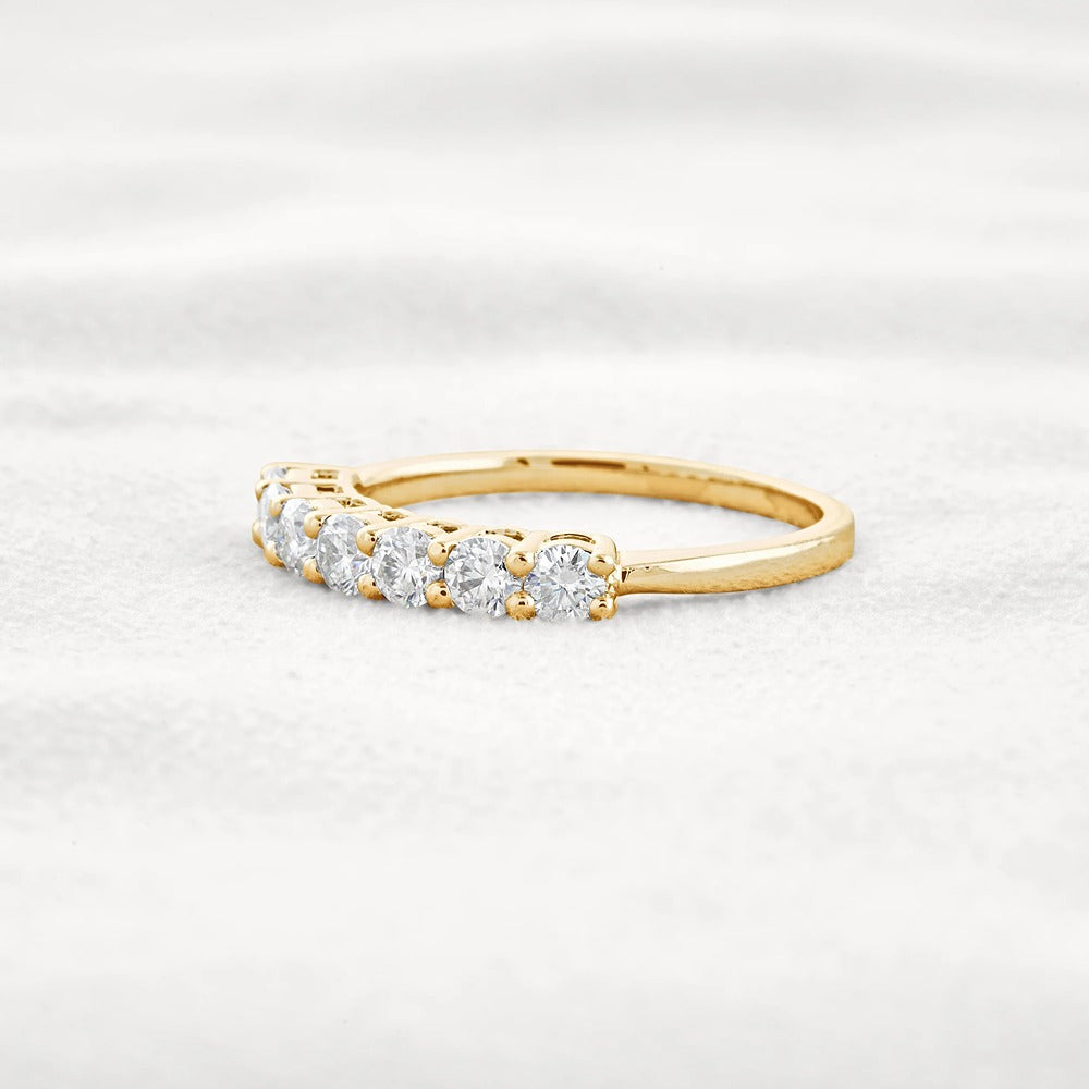 Round Cut Half Eternity Moissanite Wedding Proposal Band