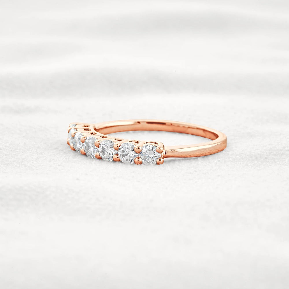 Round Cut Half Eternity Moissanite Wedding Proposal Band
