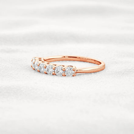 Round Cut Half Eternity Moissanite Wedding Proposal Band
