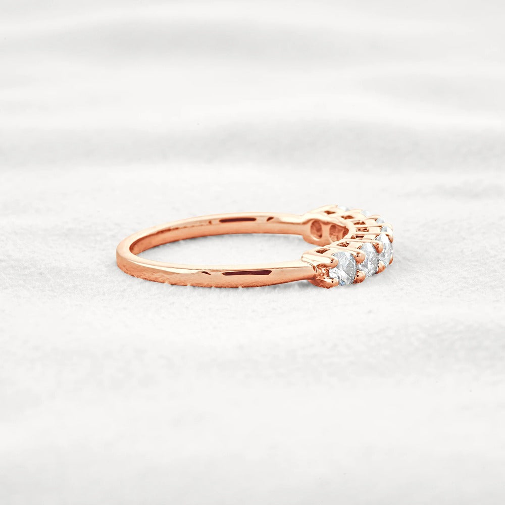 Round Cut Half Eternity Moissanite Wedding Proposal Band