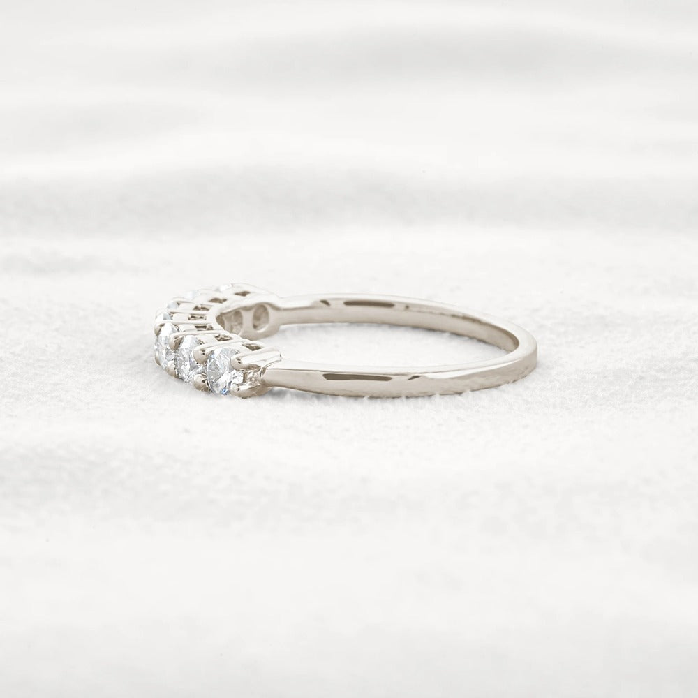 Round Cut Half Eternity Moissanite Wedding Proposal Band