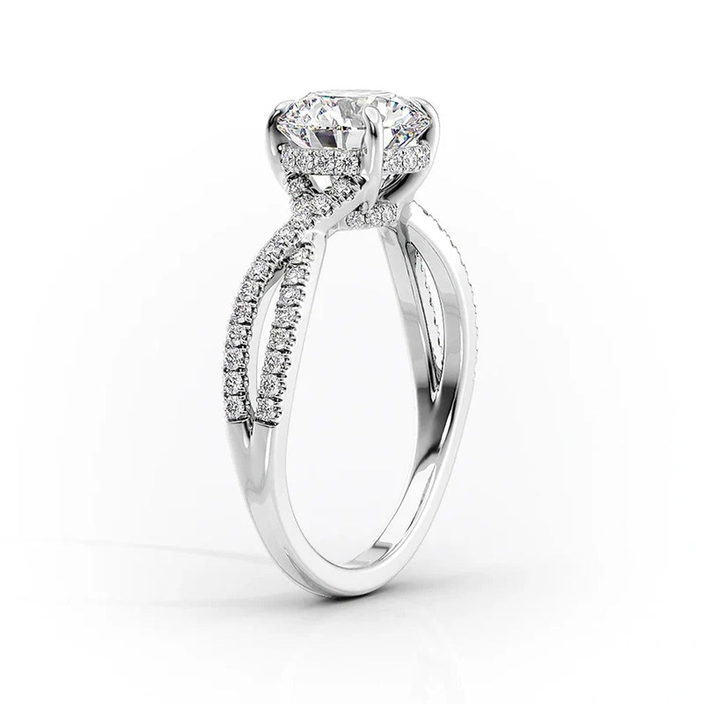 Split Shank Cushion Cut Moissanite Engagement Ring