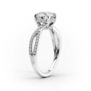 Colorless Moissanite Round Cut Criss Cross Proposal Ring