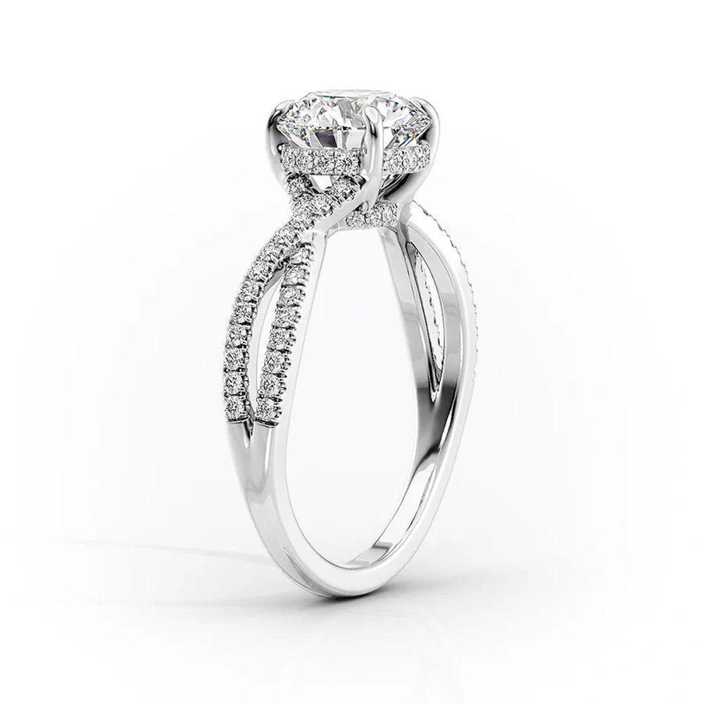Pear Cut Hidden Accent Twisted Band Moissnaite Ring