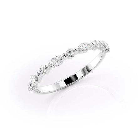 Half Eternity Marquise & Round Moissnaite Diamond Wedding Band