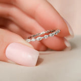 Half Eternity Marquise & Round Moissnaite Diamond Wedding Band