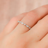 Half Eternity Marquise & Round Moissnaite Diamond Wedding Band