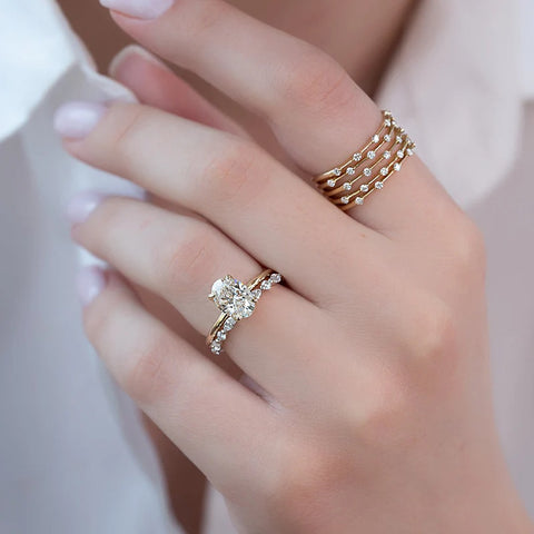 Half Eternity Marquise & Round Moissnaite Diamond Wedding Band