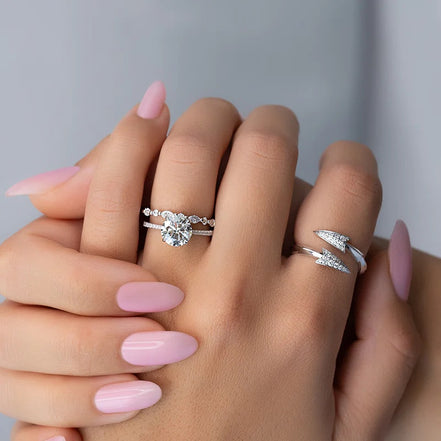 Half Eternity Marquise & Round Moissnaite Diamond Wedding Band