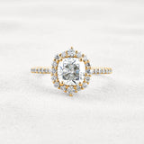 Colorless Moissanite Cushion Cut Vintage Halo Engagement Ring