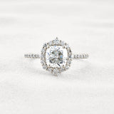 Colorless Moissanite Cushion Cut Vintage Halo Engagement Ring