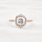 Colorless Moissanite Cushion Cut Vintage Halo Engagement Ring