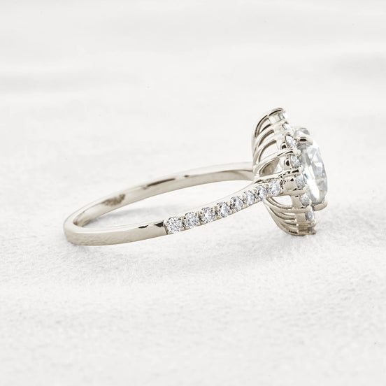 Colorless Moissanite Cushion Cut Vintage Halo Engagement Ring