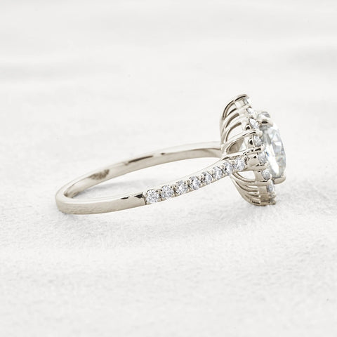 Colorless Moissanite Cushion Cut Vintage Halo Engagement Ring
