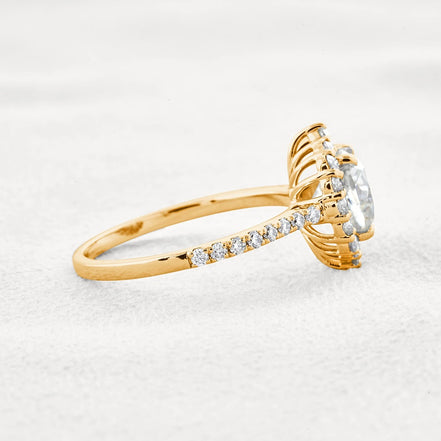 Colorless Moissanite Cushion Cut Vintage Halo Engagement Ring