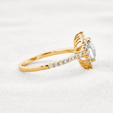 Colorless Moissanite Cushion Cut Vintage Halo Engagement Ring