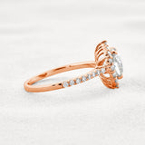 Colorless Moissanite Cushion Cut Vintage Halo Engagement Ring